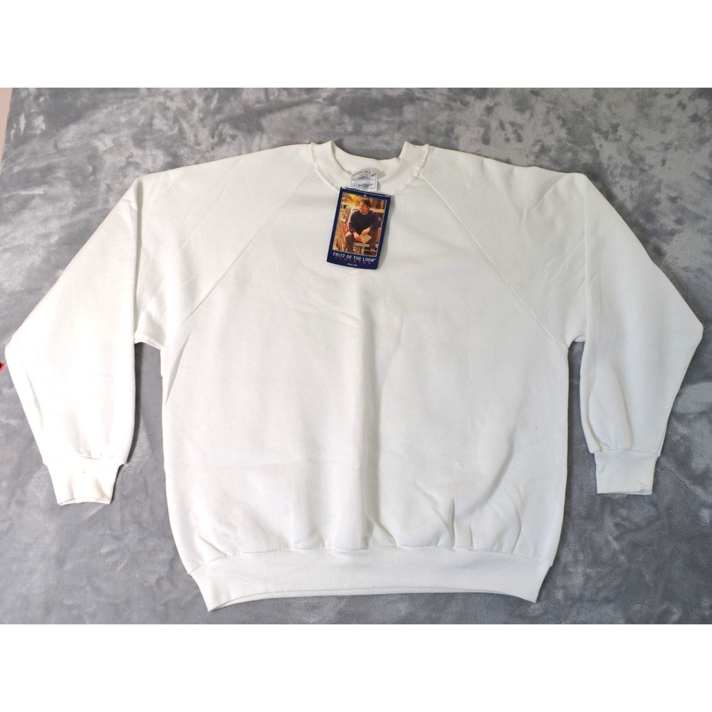 VTG Deadstock 90s Fruit of the Loom White Crewneck Sweatshirt Size XL Nwt's READ